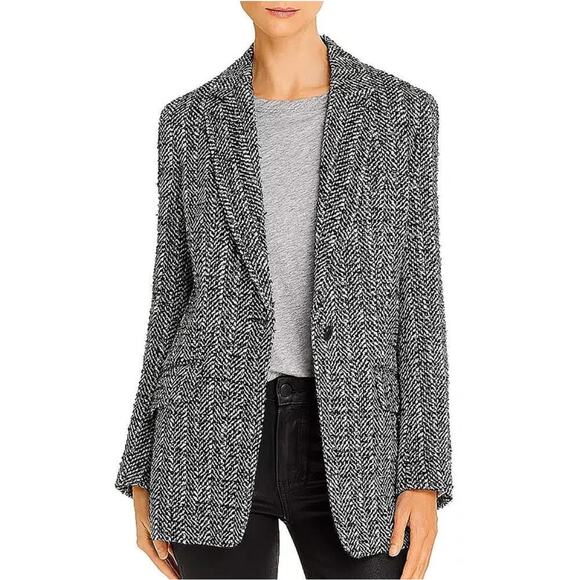 RAG & BONE Ames Linton Herringbone Wool Blend Tweed Blazer Size 6 - Picture 11 of 12